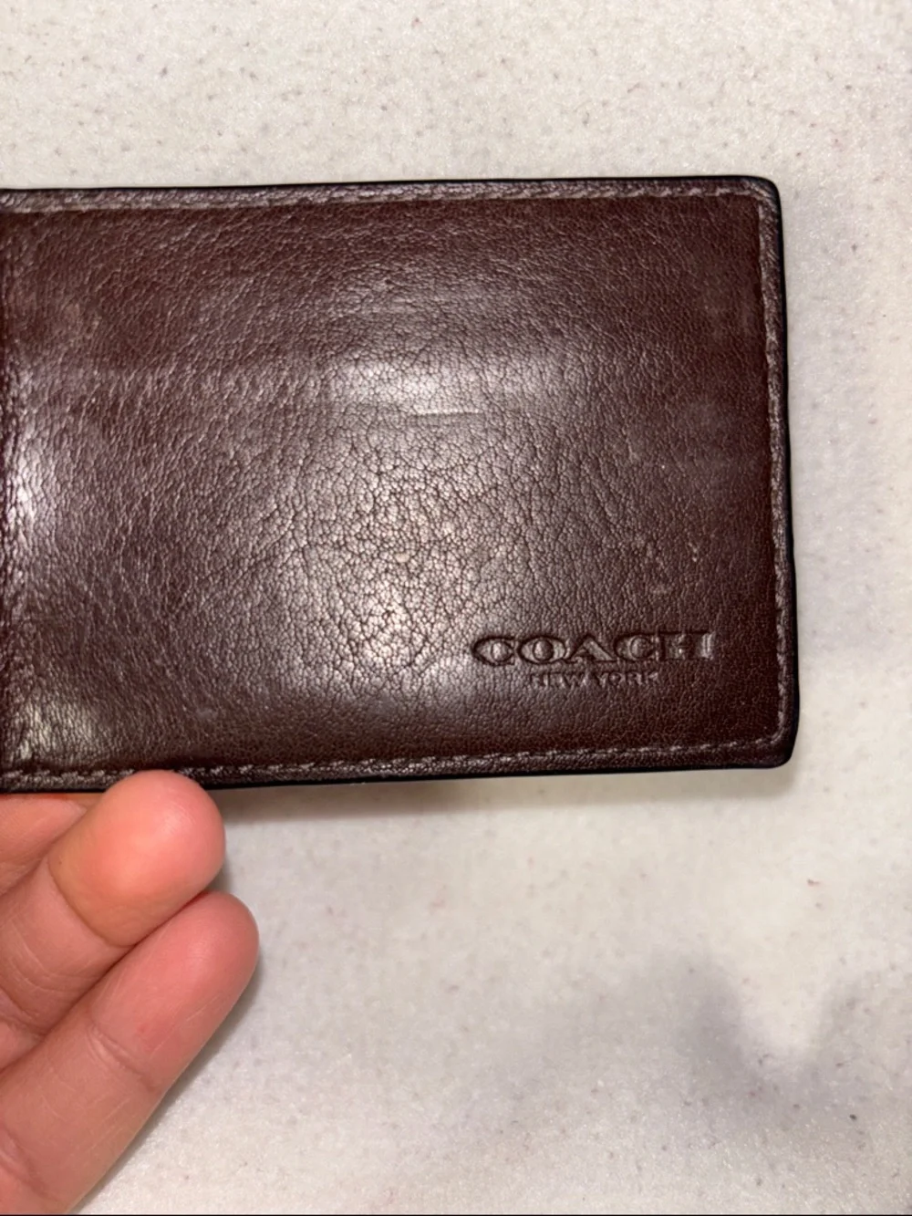 Coach Dark Brown Leather Card Holder Wallet